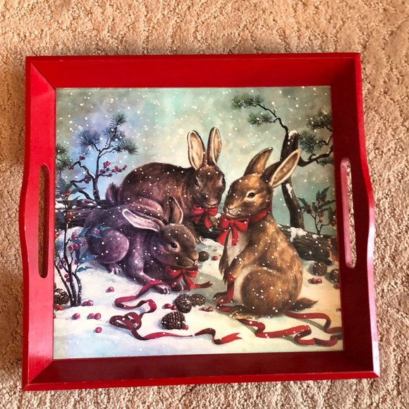 COPY - Holiday bunny wood tray. - Picture 1 of 2
